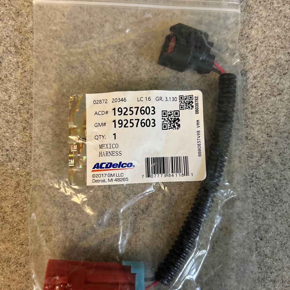 GM genuine Parts 19257603 Vapor Canister Vent Valve Solenoid Jumper Wiring Harne